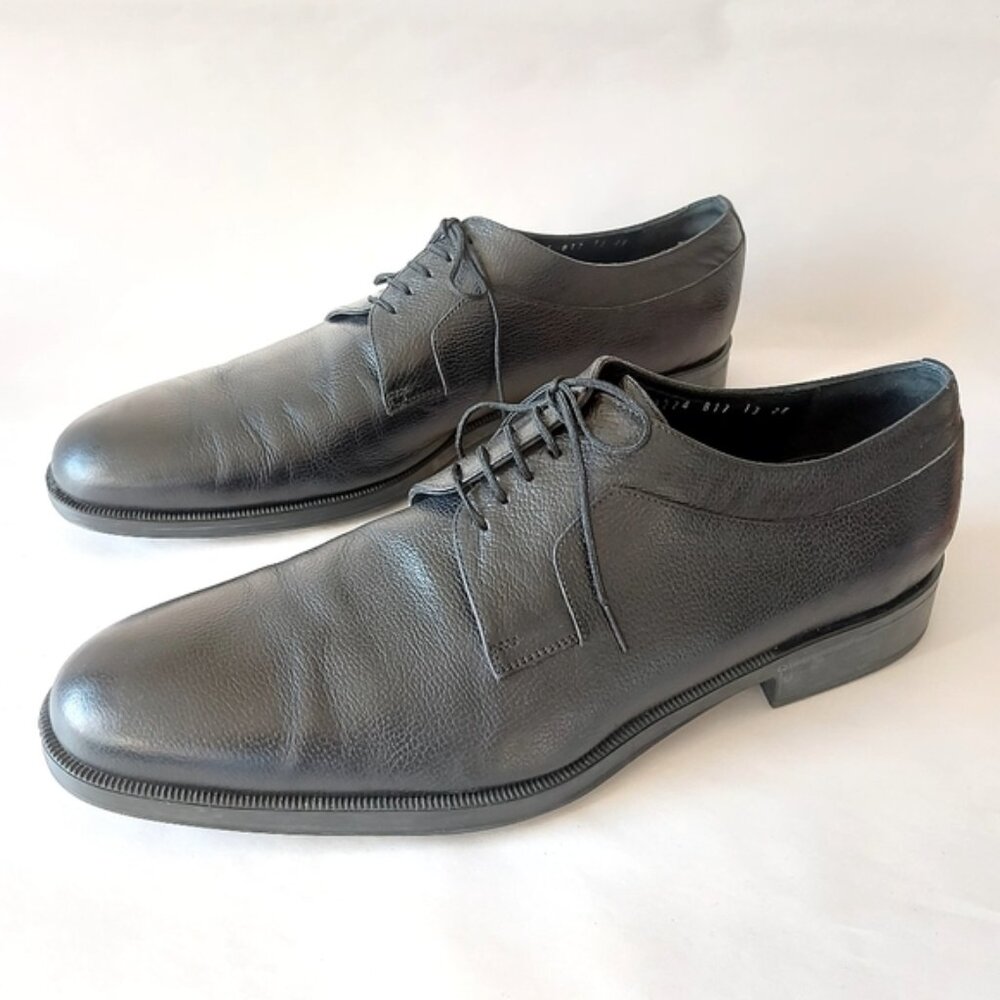 Salvatore Ferragamo Men Oxford Shoes Size 13 Black Leather Comfy Lace-up Loafers